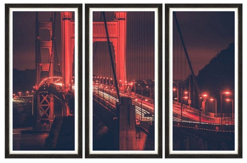 Global Art Tablou 3 piese Framed Art Golden Gate Lights Triptych