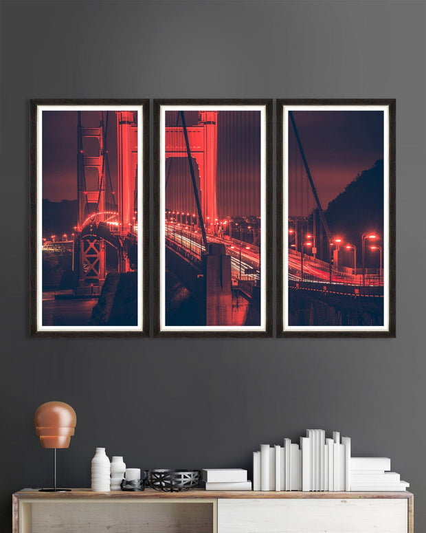 Global Art Tablou 3 piese Framed Art Golden Gate Lights Triptych