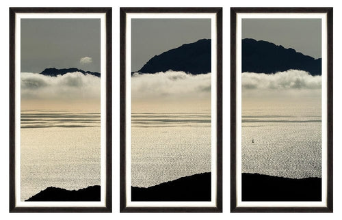 Global Art 50 x 100 cm Tablou 3 piese Framed Art Ocean And Clouds