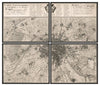 Tablou 4 piese Framed Art Carte Topographique du Paris 1735