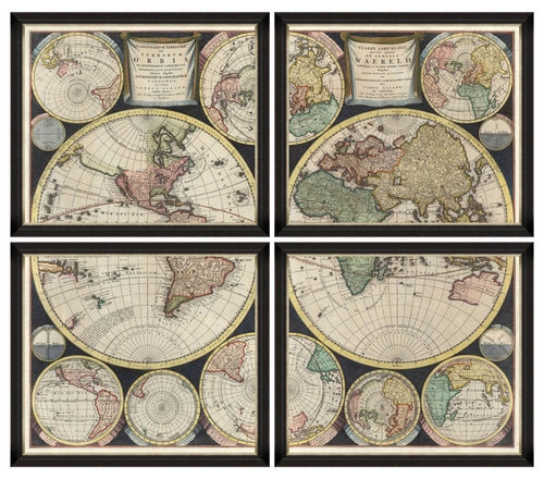 Global Art 75 x 65 cm Tablou 4 piese Framed Art Planispharium Terrestre