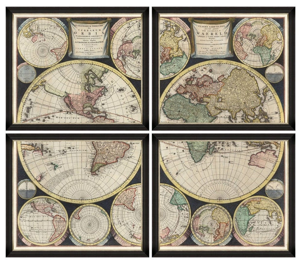 Tablou 4 piese Framed Art Planispharium Terrestre