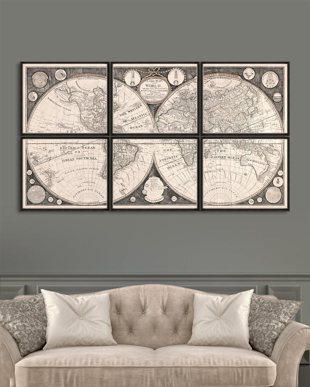 Global Art Tablou 6 piese Framed Art A New Map Of The World