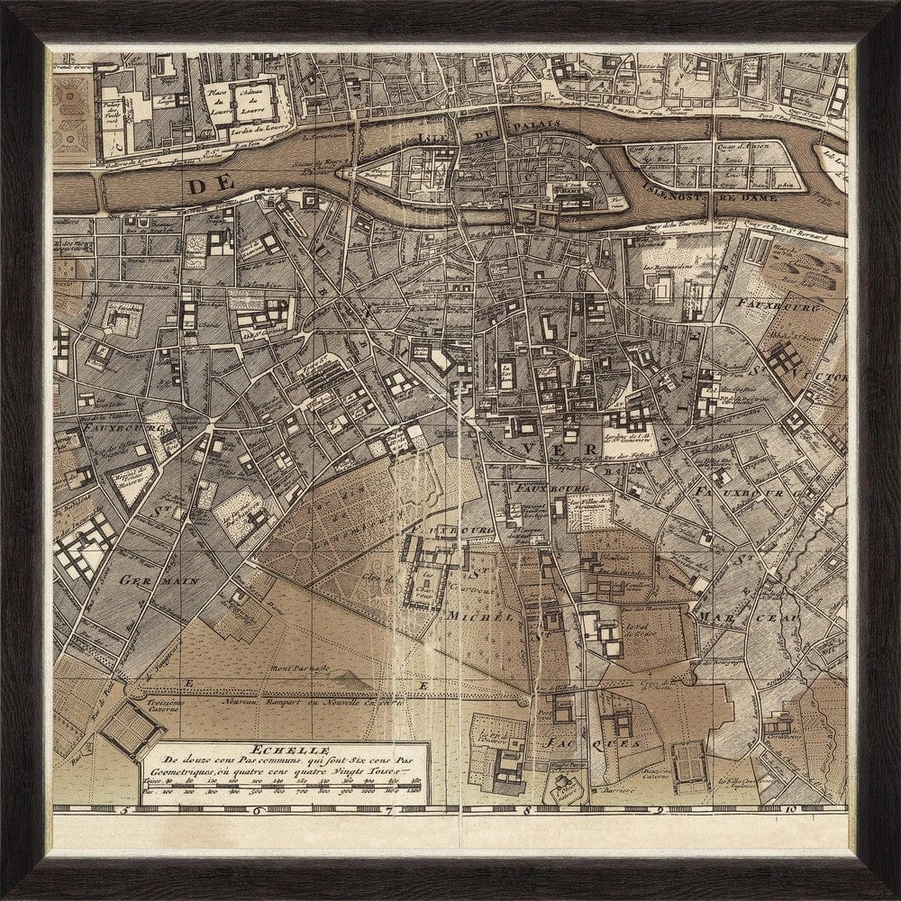 Tablou 6 piese Framed Art Plan De Ville Paris (1)