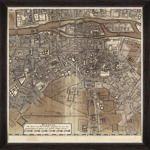 Tablou 6 piese Framed Art Plan De Ville Paris (1)