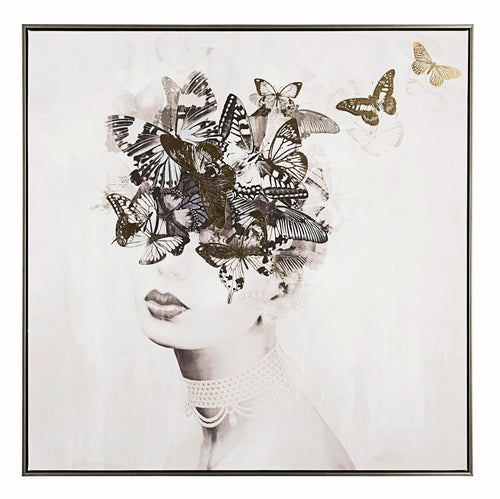 Tablou Canvas Crown P2333-1 Lady Butterfly Multicolor, 82,5 x 82,5 cm