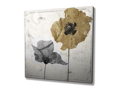 Asir Tablou Canvas Klarc Poppy Flowers KC142 Auriu / Argintiu, 45 x 45 cm