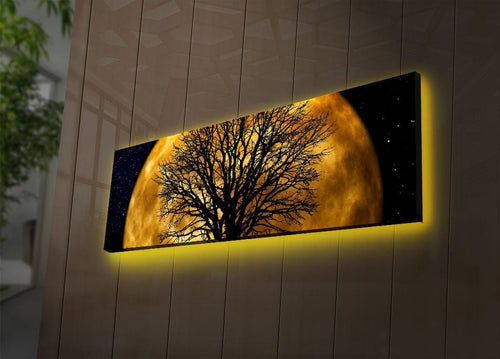 Asir Tablou Canvas Led Close Moon 3090DACT-71 Negru / Auriu, 90 x 30 cm