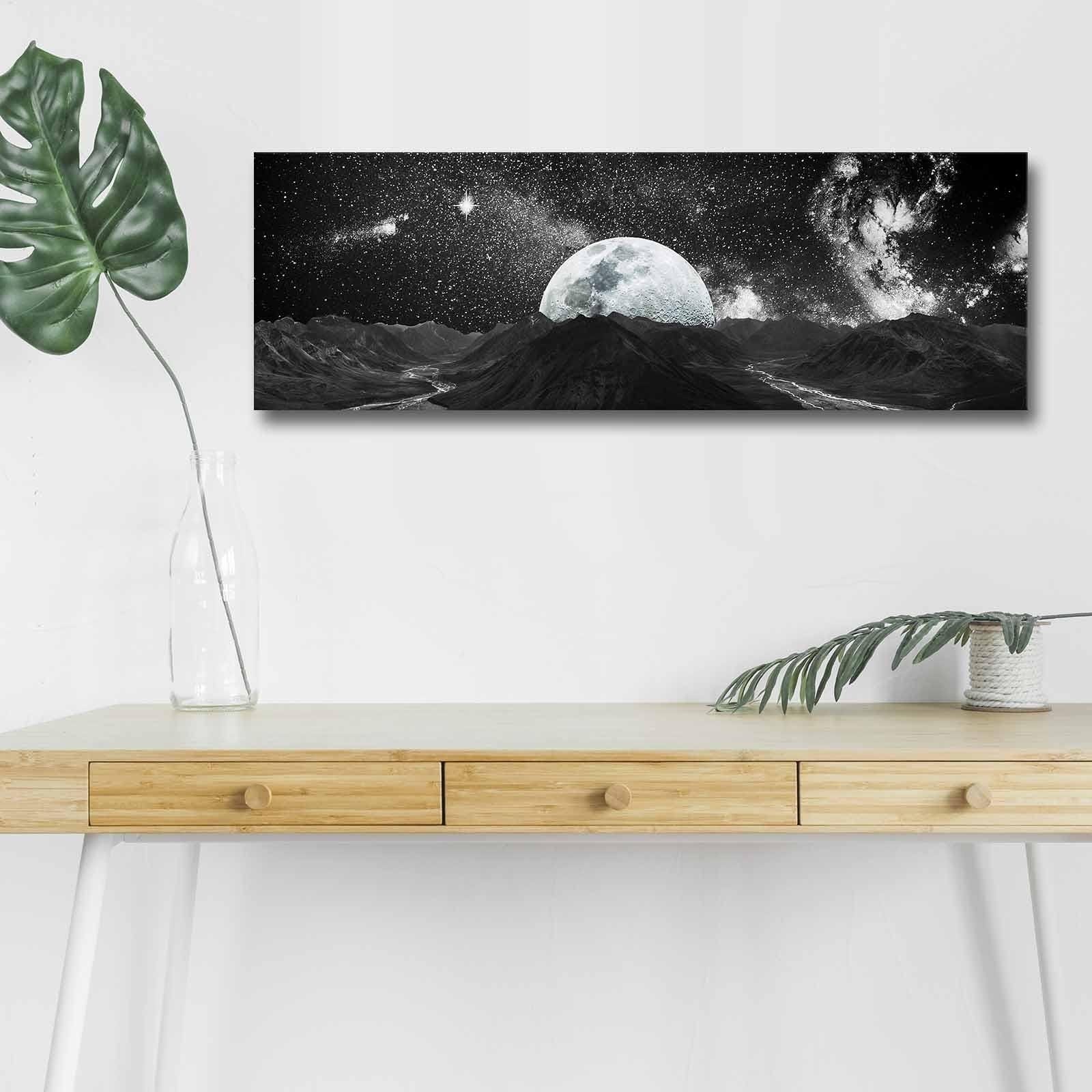 Asir Tablou Canvas Led Moon 3090NASA-009 Alb / Negru, 90 x 30 cm