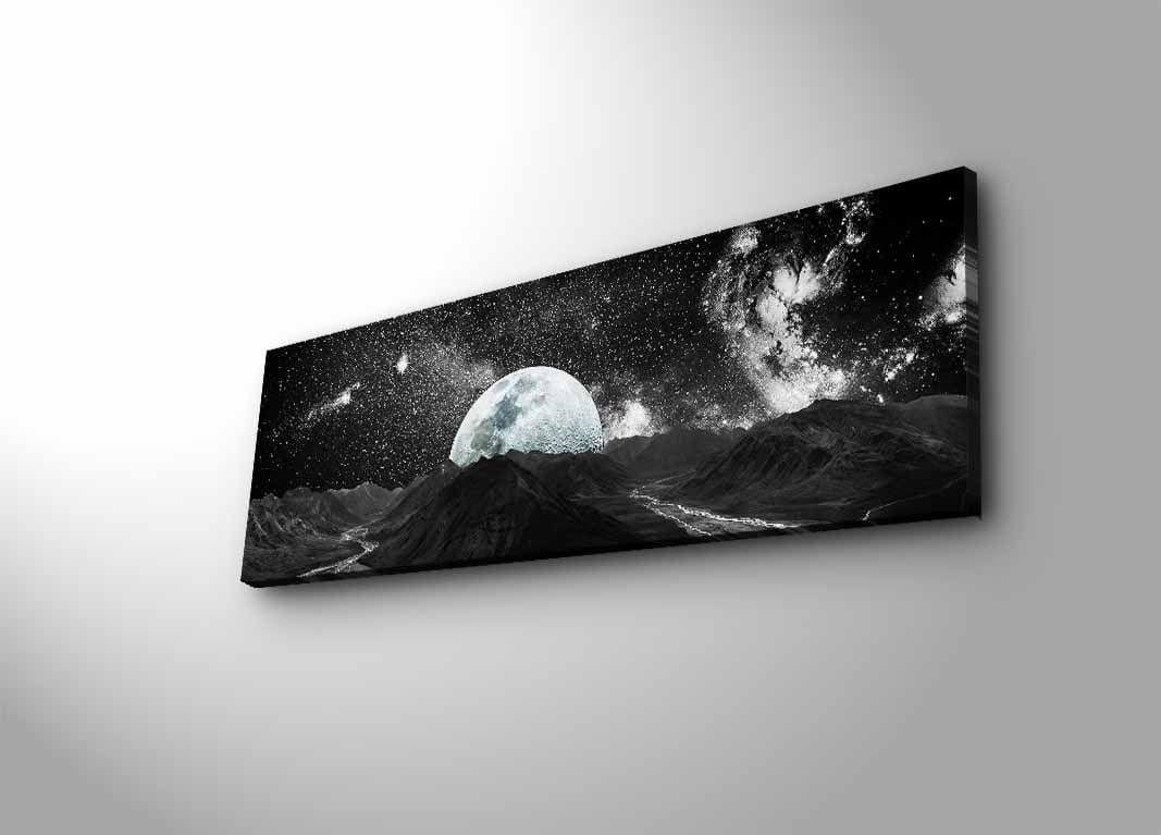 Tablou Canvas Led Moon 3090NASA-009 Alb / Negru, 90 x 30 cm (2)