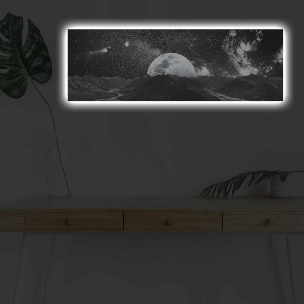 Tablou Canvas Led Moon 3090NASA-009 Alb / Negru, 90 x 30 cm (3)