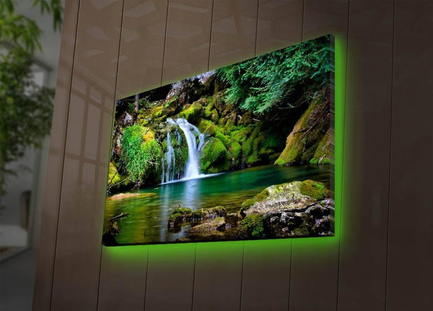 Tablou Canvas Led, Waterfall 4570DACT-34 Multicolor, 70 x 45 cm (1)