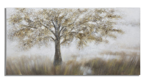 Tablou pictat manual Tree Dark B Multicolor, 140 x 70 cm