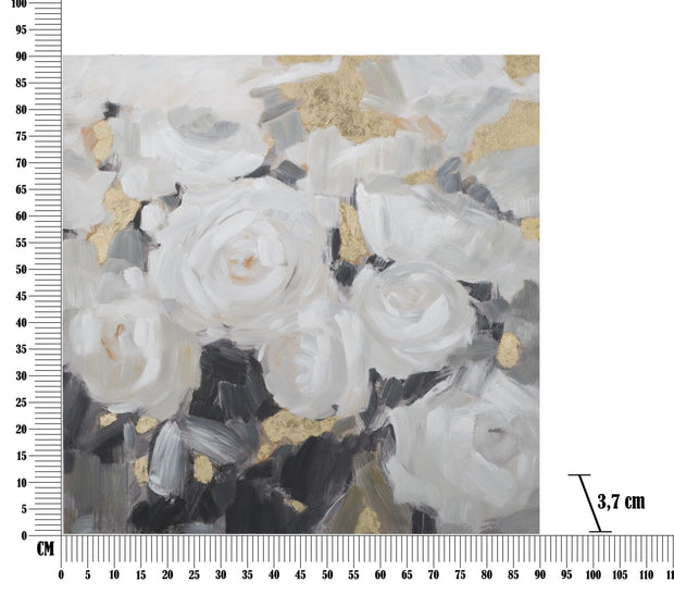 Tablou pictat manual, White Flowers II Multicolor, 90 x 90 cm (4)