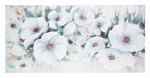 Tablou pictat manual Village ZB65A White Flowers Multicolor, 140 x 70 cm