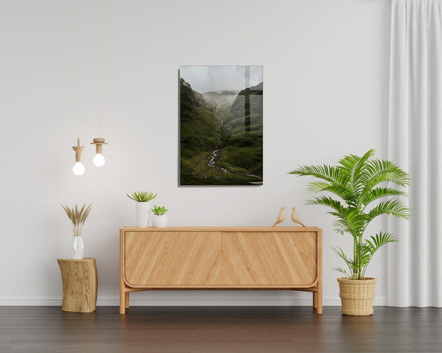 Tablou Sticla Mountain River 1162 Verde, 30 x 45 cm (2)
