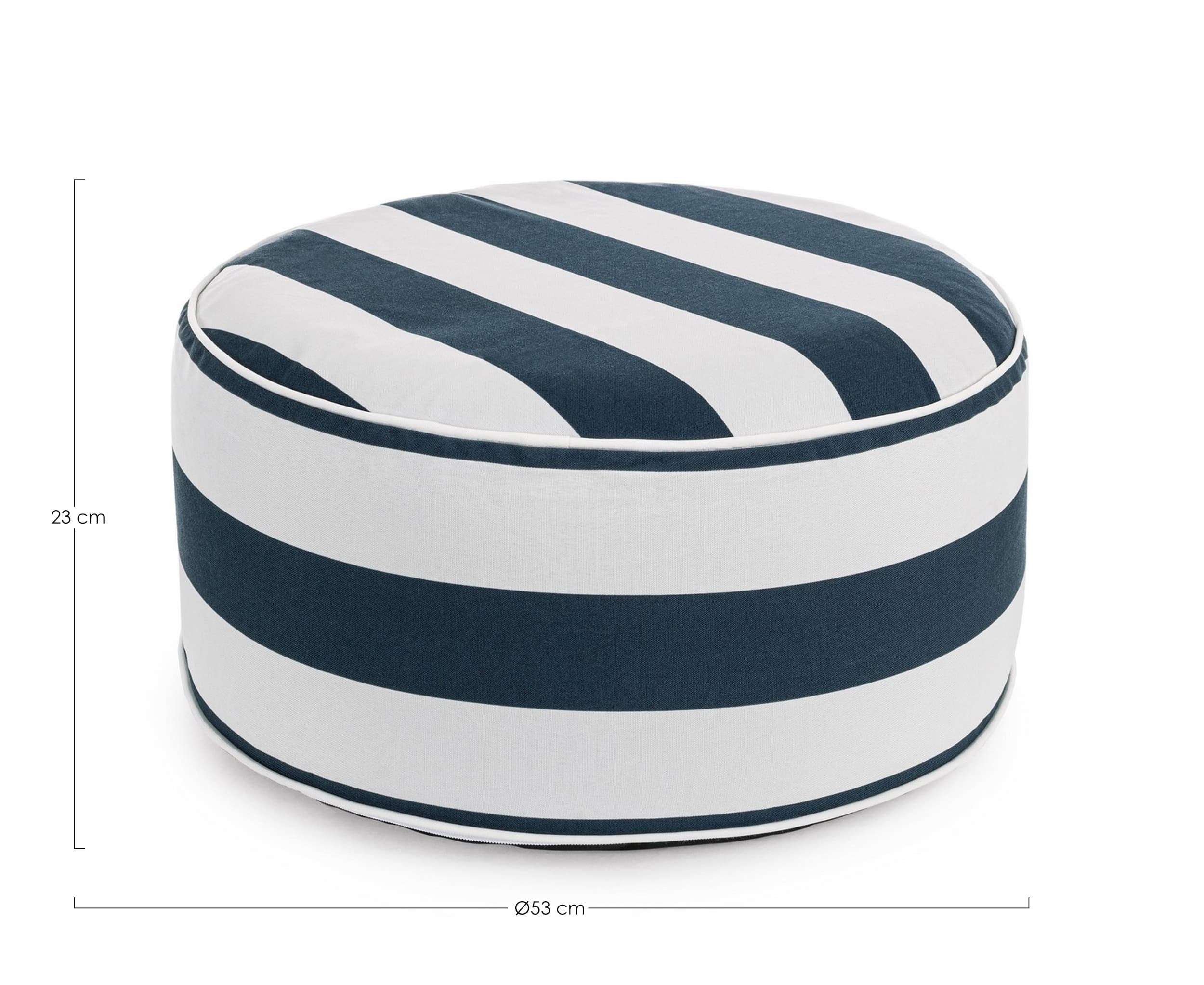 Bizzotto Taburet gonflabil pentru exterior, Stripes Alb / Bleumarin, Ø53xH23 cm