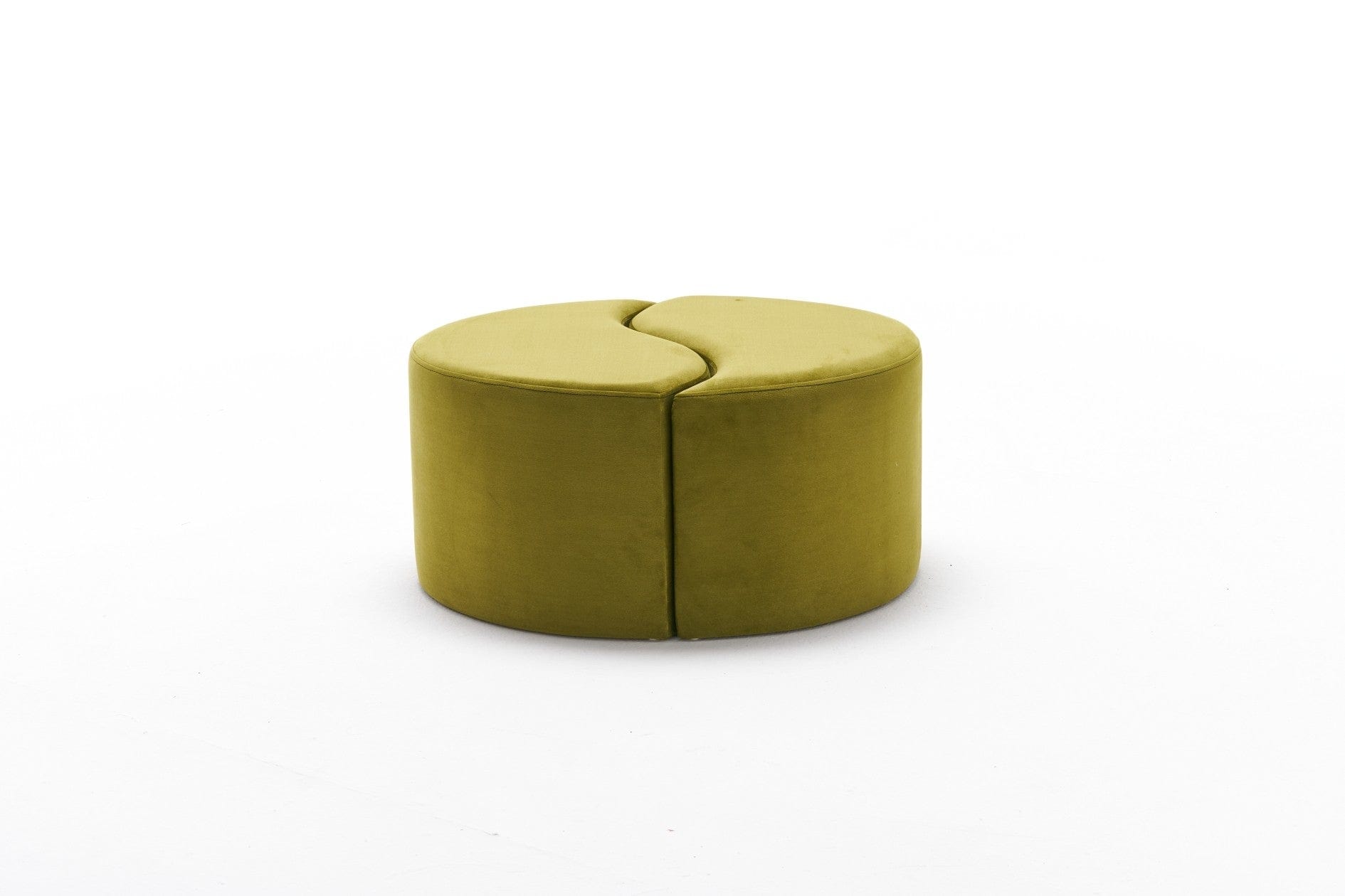 Taburet tapitat cu stofa, Alis Round Verde Olive, Ø80xH40 cm (3)