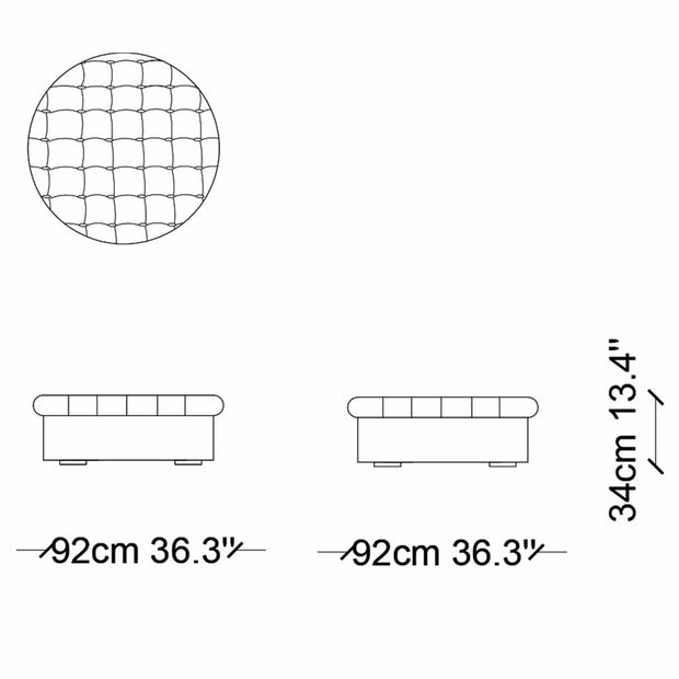 Taburet tapitat cu stofa, Cupon Roz, Ø92xH34 cm (2)