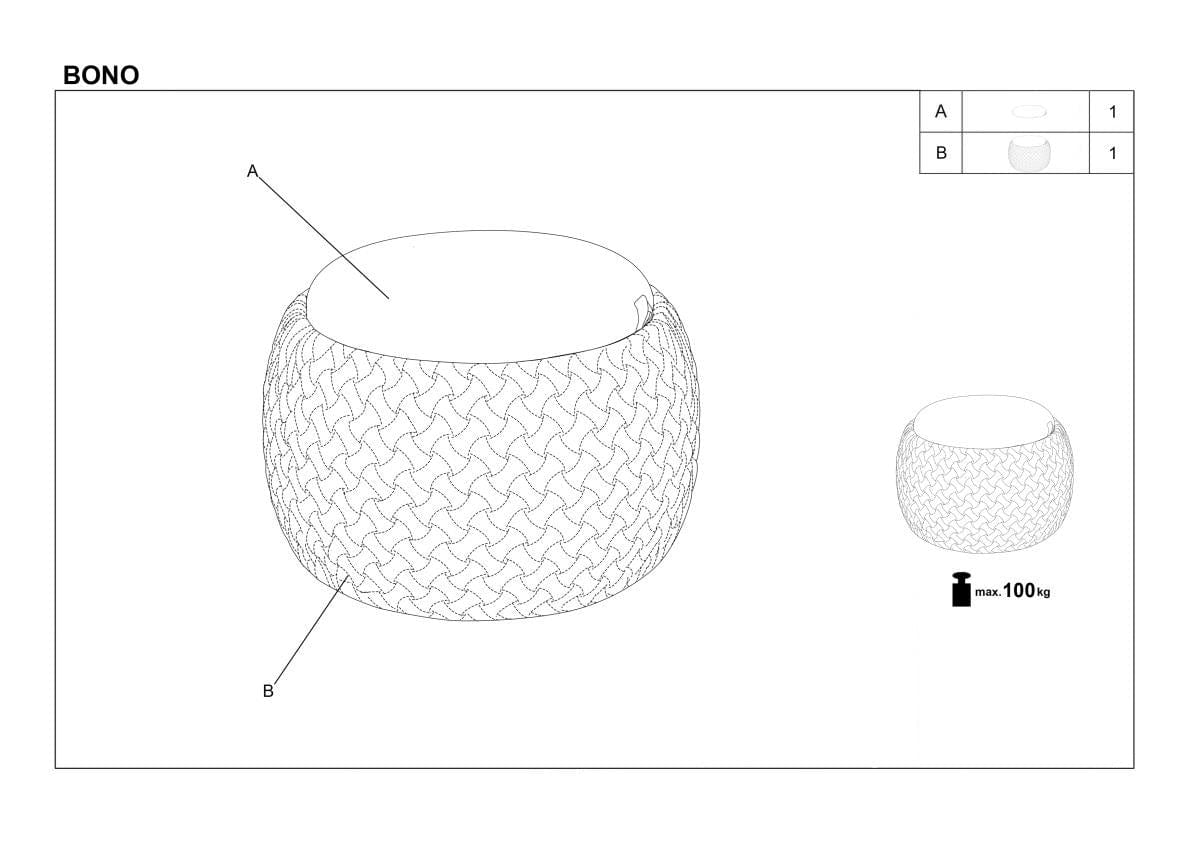 Taburet tapitat cu stofa si spatiu de depozitare, Bonilla Gri Deschis, Ø54xH37 cm (9)