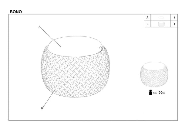 Taburet tapitat cu stofa si spatiu de depozitare, Bonilla Gri Deschis, Ø54xH37 cm (9)