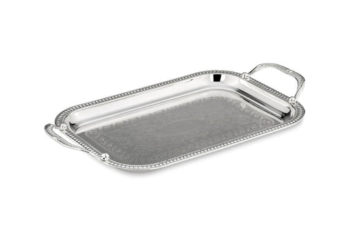 Hermann Bauer Tava pentru servire, din metal argintat, Ornamented Rectangular Argintiu, L35,6xl24,5 cm