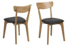Set 2 scaune din lemn tapitate cu piele ecologica Taxi Negru / Stejar, l45xA49xH84 cm (2)