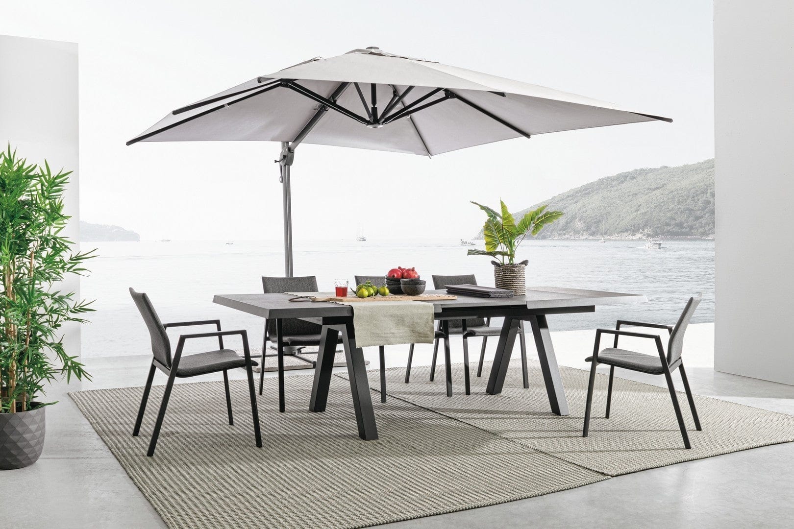 Umbrela de soare suspendata, Ines D Gri Deschis, L400xl300xH259 cm (3)