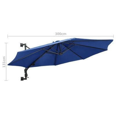 Umbrela de soare cu montaj pe perete, Reda Albastru, Ø300xH131 cm (6)