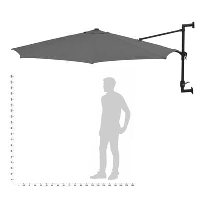 Umbrela de soare cu montaj pe perete, Reda Antracit, Ø300xH131 cm (10)