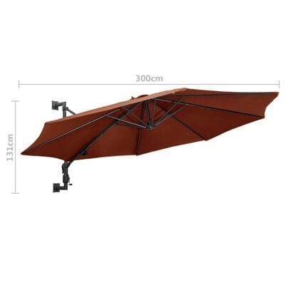 Umbrela de soare cu montaj pe perete, Reda Caramiziu, Ø300xH131 cm (6)