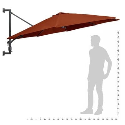 Umbrela de soare cu montaj pe perete, Reda Caramiziu, Ø300xH131 cm (7)