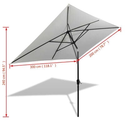 Umbrela de soare dreptunghiulara, Emi Alb, L200xl300xH240 cm (5)