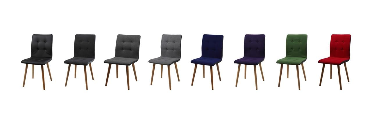 Set 2 scaune tapitate cu stofa si picioare din lemn Frida Gri Deschis / Gri Inchis / Stejar, l43xA55xH88 cm (4)