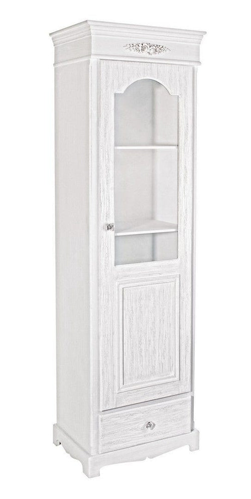 Vitrina din MDF, cu 1 sertar si 1 usa, Blanc Alb, l50xA34xH170 cm