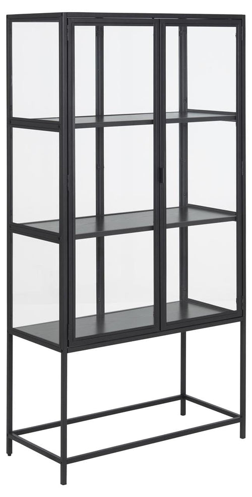 Vitrina din metal si sticla cu 2 usi Seaford Negru, l77xA35xH150 cm