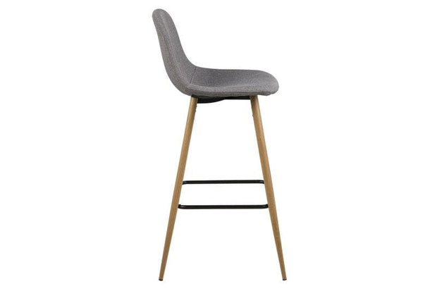 Set 2 scaune de bar tapitate cu stofa si picioare metalice Wilma Gri deschis / Stejar, l46,6xA51xH101 cm (3)